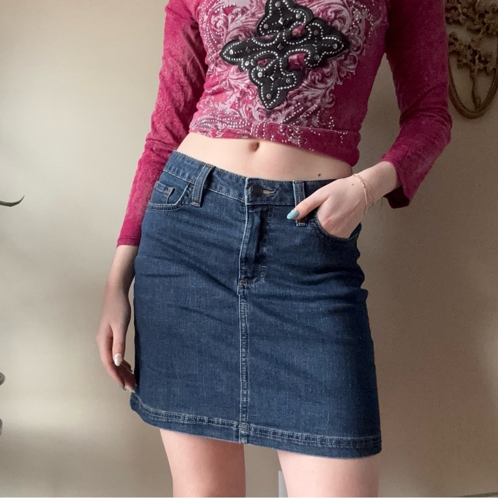 Lee Dark Blue Denim Mini Skirt - Picture 8 of 9